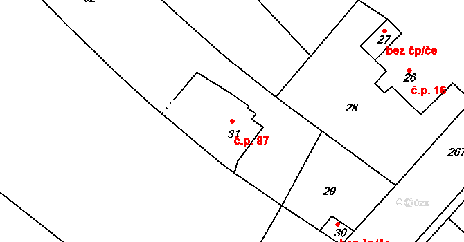 Vinařice 87, Týnec nad Labem na parcele st. 31 v KÚ Vinařice u Týnce nad Labem, Katastrální mapa