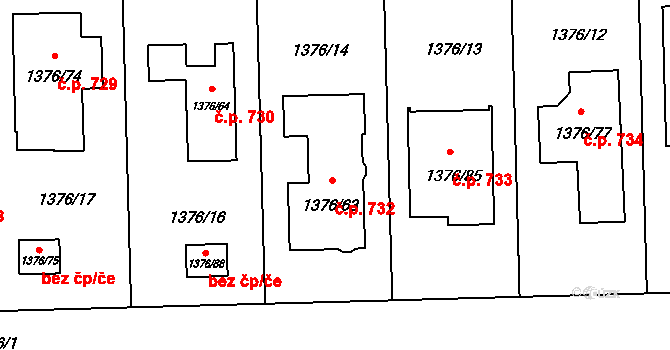 Slivenec 732, Praha na parcele st. 1376/63 v KÚ Slivenec, Katastrální mapa