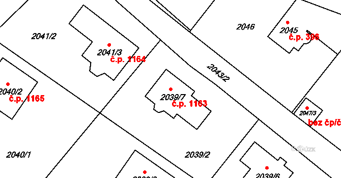 Liberec XIV-Ruprechtice 1163, Liberec na parcele st. 2039/7 v KÚ Ruprechtice, Katastrální mapa