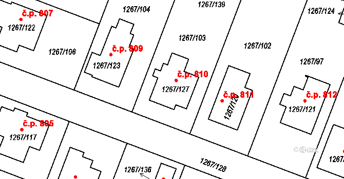 Suchdol nad Lužnicí 810 na parcele st. 1267/127 v KÚ Suchdol nad Lužnicí, Katastrální mapa
