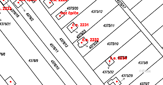 Louny 2232 na parcele st. 4375/24 v KÚ Louny, Katastrální mapa