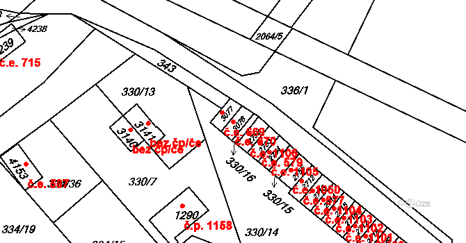 Náchod 670 na parcele st. 3076 v KÚ Náchod, Katastrální mapa