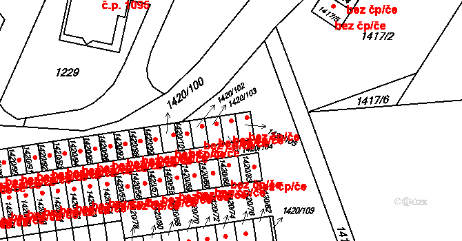 Jilemnice 38513170 na parcele st. 1420/104 v KÚ Jilemnice, Katastrální mapa