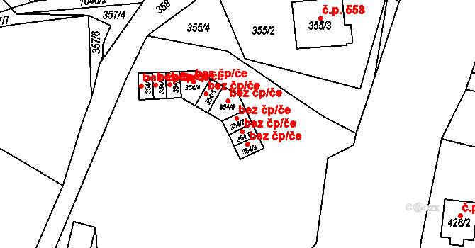 Loket 38559170 na parcele st. 354/7 v KÚ Loket, Katastrální mapa