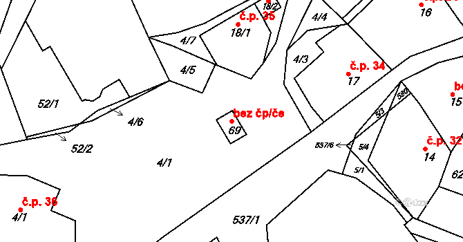 Libošovice 39792170 na parcele st. 69 v KÚ Rytířova Lhota, Katastrální mapa