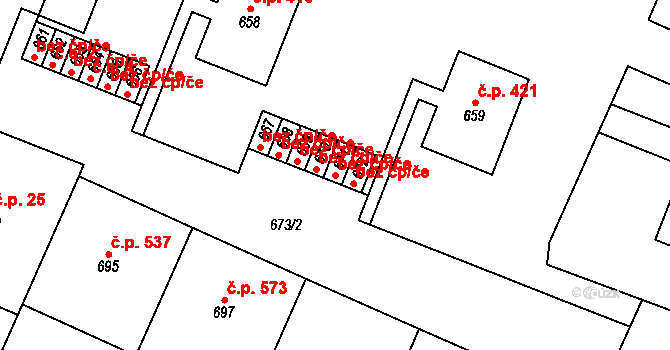 Želechovice nad Dřevnicí 41660170 na parcele st. 671 v KÚ Želechovice nad Dřevnicí, Katastrální mapa