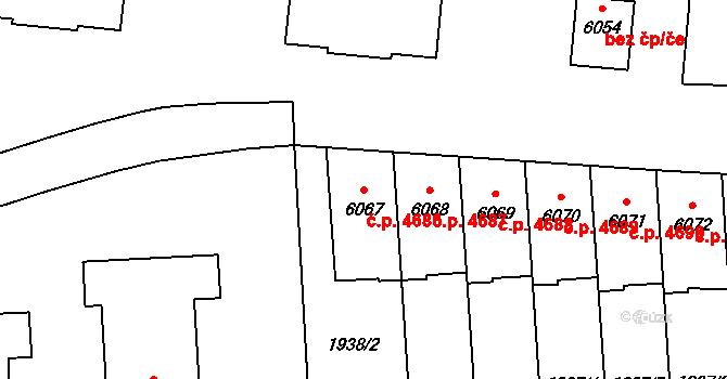 Zlín 4686 na parcele st. 6067 v KÚ Zlín, Katastrální mapa