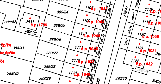 Kateřinky 1045, Opava na parcele st. 1111 v KÚ Kateřinky u Opavy, Katastrální mapa