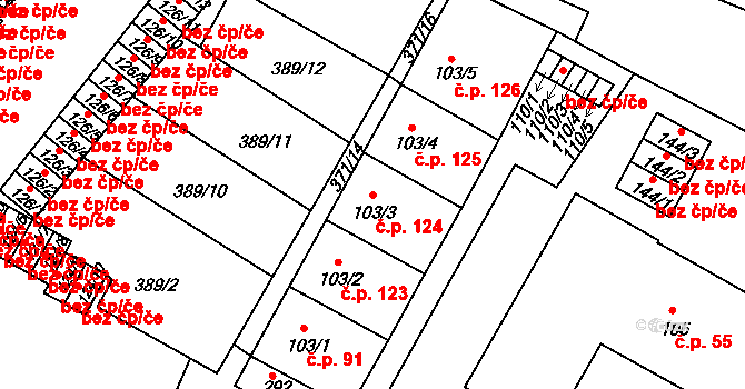 Čepirohy 124, Most na parcele st. 103/3 v KÚ Čepirohy, Katastrální mapa