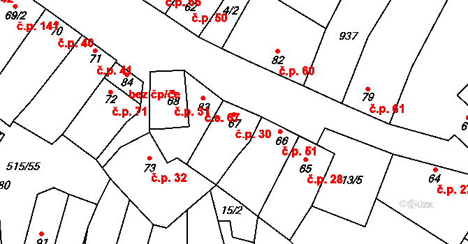 Černčín 30, Bučovice na parcele st. 67 v KÚ Černčín, Katastrální mapa