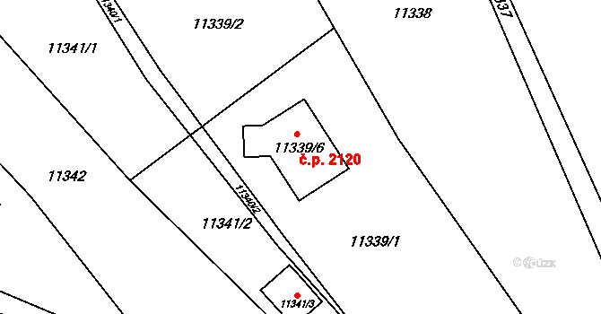 Vsetín 2120 na parcele st. 11339/6 v KÚ Vsetín, Katastrální mapa