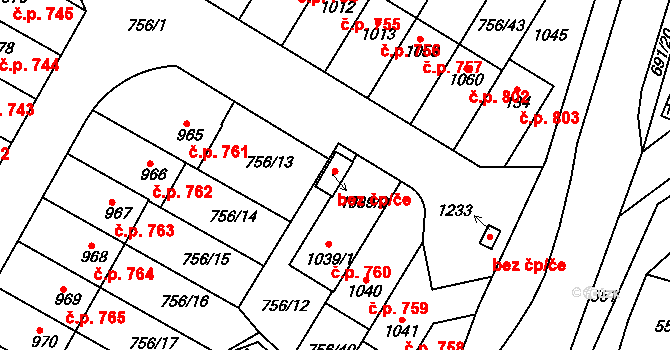 Líbeznice 54354170 na parcele st. 1039/2 v KÚ Líbeznice, Katastrální mapa