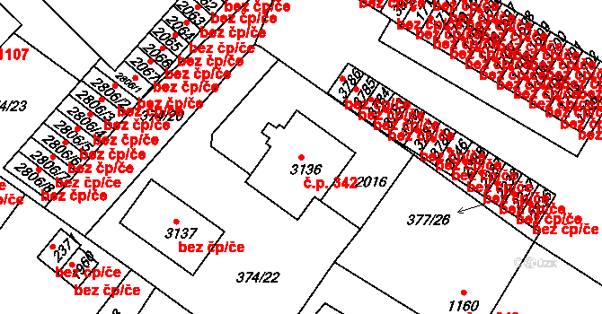 Sušice II 342, Sušice na parcele st. 3136 v KÚ Sušice nad Otavou, Katastrální mapa