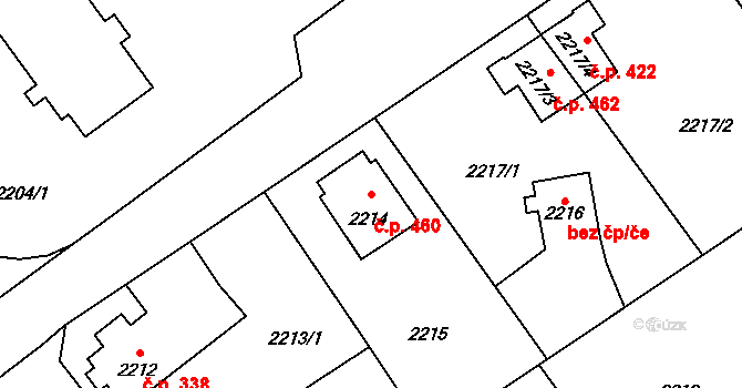 Zábřeh 460 na parcele st. 2214 v KÚ Zábřeh na Moravě, Katastrální mapa