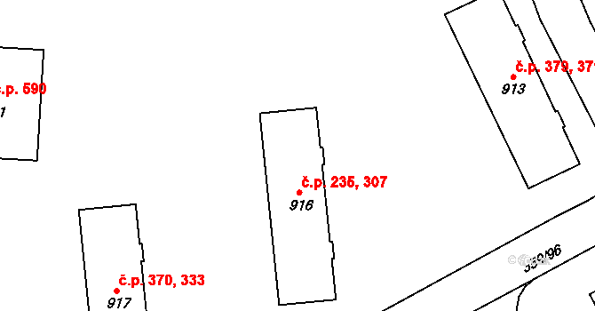 Nový Jičín 235,307 na parcele st. 916 v KÚ Nový Jičín-Dolní Předměstí, Katastrální mapa