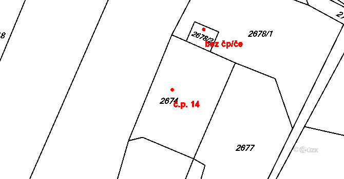 Březí 14, Kamenice nad Lipou na parcele st. 2674 v KÚ Kamenice nad Lipou, Katastrální mapa