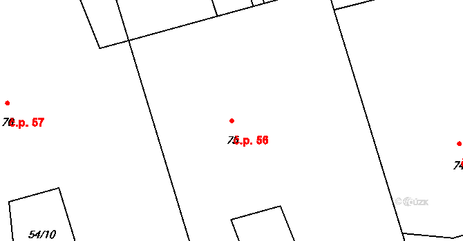 Malměřice 56, Blatno na parcele st. 75 v KÚ Malměřice, Katastrální mapa