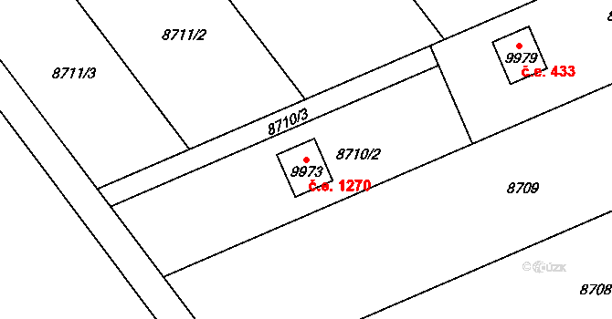 Hodonín 1270 na parcele st. 9973 v KÚ Hodonín, Katastrální mapa