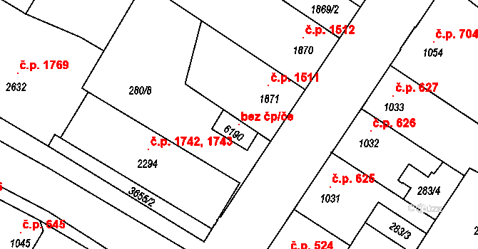 Rakovník 96915170 na parcele st. 6190 v KÚ Rakovník, Katastrální mapa
