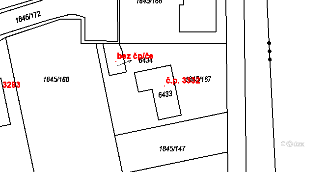 Šumperk 3332 na parcele st. 6433 v KÚ Šumperk, Katastrální mapa