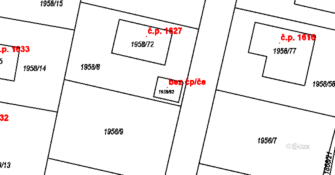 Kladno 103899171 na parcele st. 1958/82 v KÚ Motyčín, Katastrální mapa