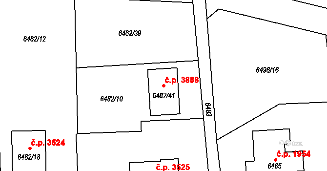 Frýdek 3888, Frýdek-Místek na parcele st. 6482/41 v KÚ Frýdek, Katastrální mapa