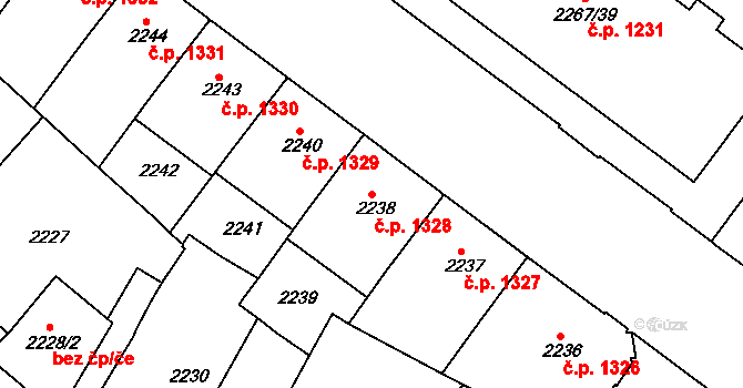 Znojmo 1328 na parcele st. 2238 v KÚ Znojmo-město, Katastrální mapa