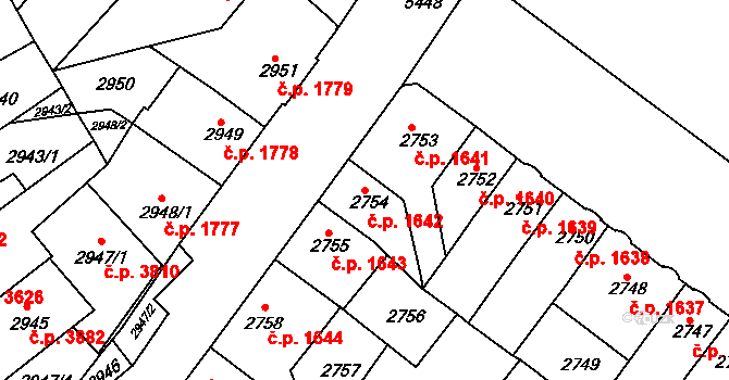 Znojmo 1642 na parcele st. 2754 v KÚ Znojmo-město, Katastrální mapa