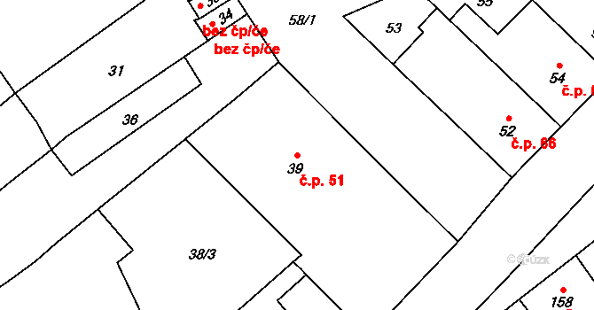 Přerov IV-Kozlovice 51, Přerov na parcele st. 39 v KÚ Kozlovice u Přerova, Katastrální mapa