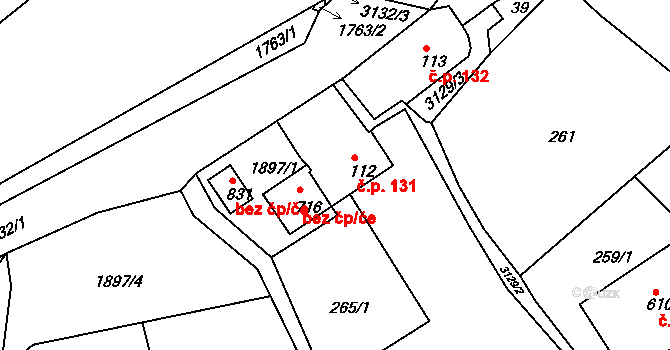 Bečov nad Teplou 131 na parcele st. 112 v KÚ Bečov nad Teplou, Katastrální mapa