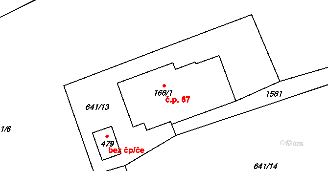 Špičák 67, Železná Ruda na parcele st. 166/1 v KÚ Špičák, Katastrální mapa