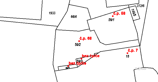 Lišice 68, Dolní Lukavice na parcele st. 59/2 v KÚ Lišice u Dolní Lukavice, Katastrální mapa