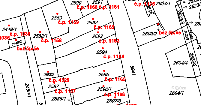 Jihlava 1164 na parcele st. 2594 v KÚ Jihlava, Katastrální mapa