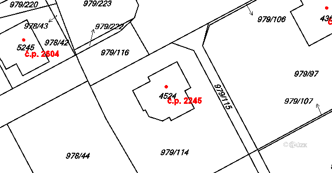 Nymburk 2245 na parcele st. 4524 v KÚ Nymburk, Katastrální mapa