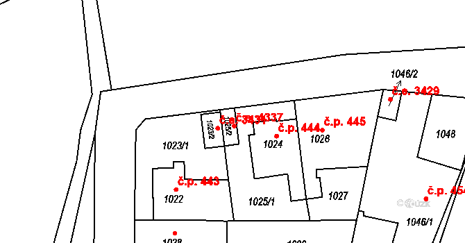 Jihlava 4337 na parcele st. 1025/2 v KÚ Jihlava, Katastrální mapa