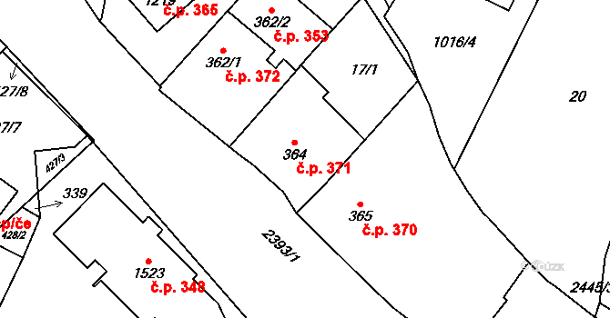 Polná 371 na parcele st. 364 v KÚ Polná, Katastrální mapa