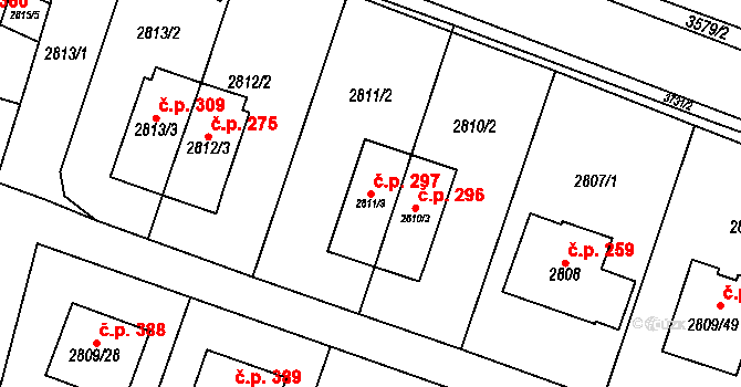 Nosálovice 297, Vyškov na parcele st. 2811/3 v KÚ Vyškov, Katastrální mapa