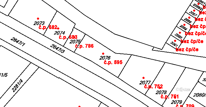 Rýmařov 595 na parcele st. 2076 v KÚ Rýmařov, Katastrální mapa