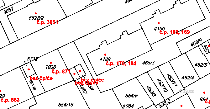 Šumperk 164,170 na parcele st. 4188 v KÚ Šumperk, Katastrální mapa