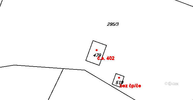 Třebsín 402, Krňany na parcele st. 479 v KÚ Třebsín, Katastrální mapa
