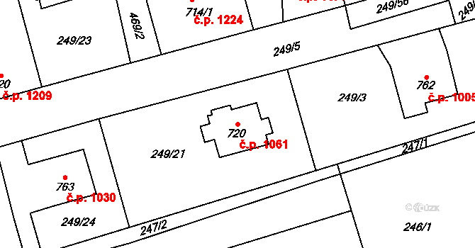 Švermov 1061, Kladno na parcele st. 720 v KÚ Hnidousy, Katastrální mapa