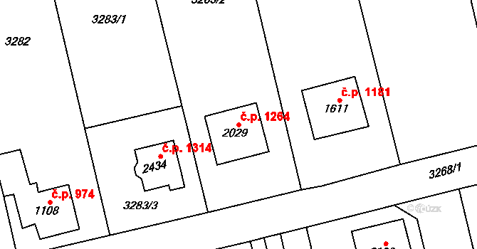 Lomnice nad Popelkou 1264 na parcele st. 2029 v KÚ Lomnice nad Popelkou, Katastrální mapa