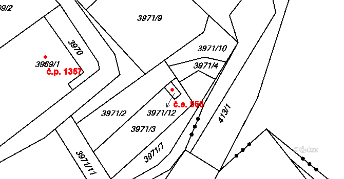 Boskovice 566 na parcele st. 3971/12 v KÚ Boskovice, Katastrální mapa