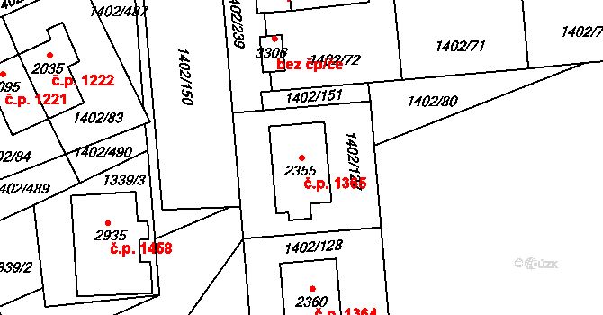 Stříbro 1365 na parcele st. 2355 v KÚ Stříbro, Katastrální mapa