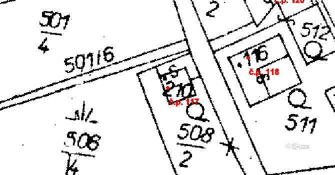 Opatovec 117 na parcele st. 210 v KÚ Opatovec, Katastrální mapa