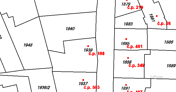 Velká Bystřice 168 na parcele st. 1939 v KÚ Velká Bystřice, Katastrální mapa