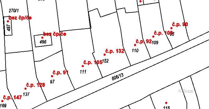 Ševětín 132 na parcele st. 152 v KÚ Ševětín, Katastrální mapa