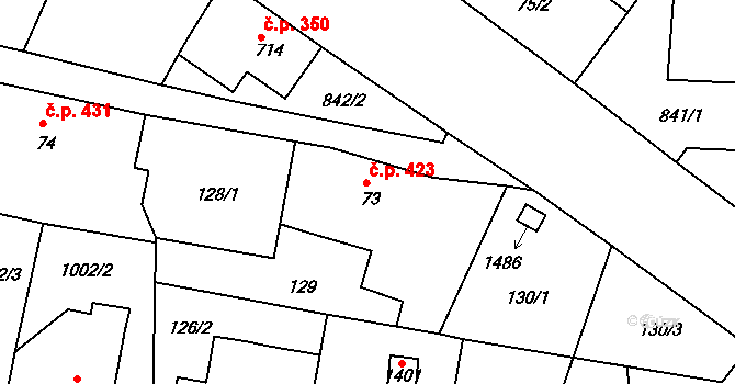 Cvikov II 423, Cvikov na parcele st. 73 v KÚ Cvikov, Katastrální mapa