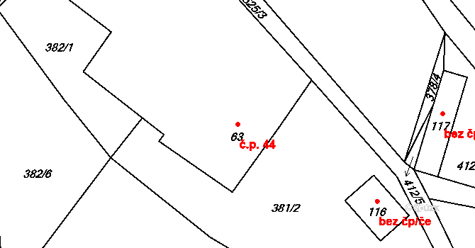 Skalice 44, Žitenice na parcele st. 63 v KÚ Skalice u Žitenic, Katastrální mapa