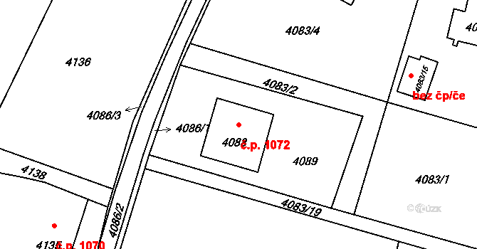 Lutyně 1072, Orlová na parcele st. 4088 v KÚ Horní Lutyně, Katastrální mapa
